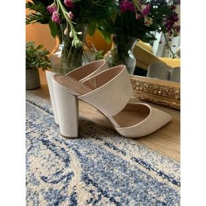 BCBG Suede Block Heel Mules